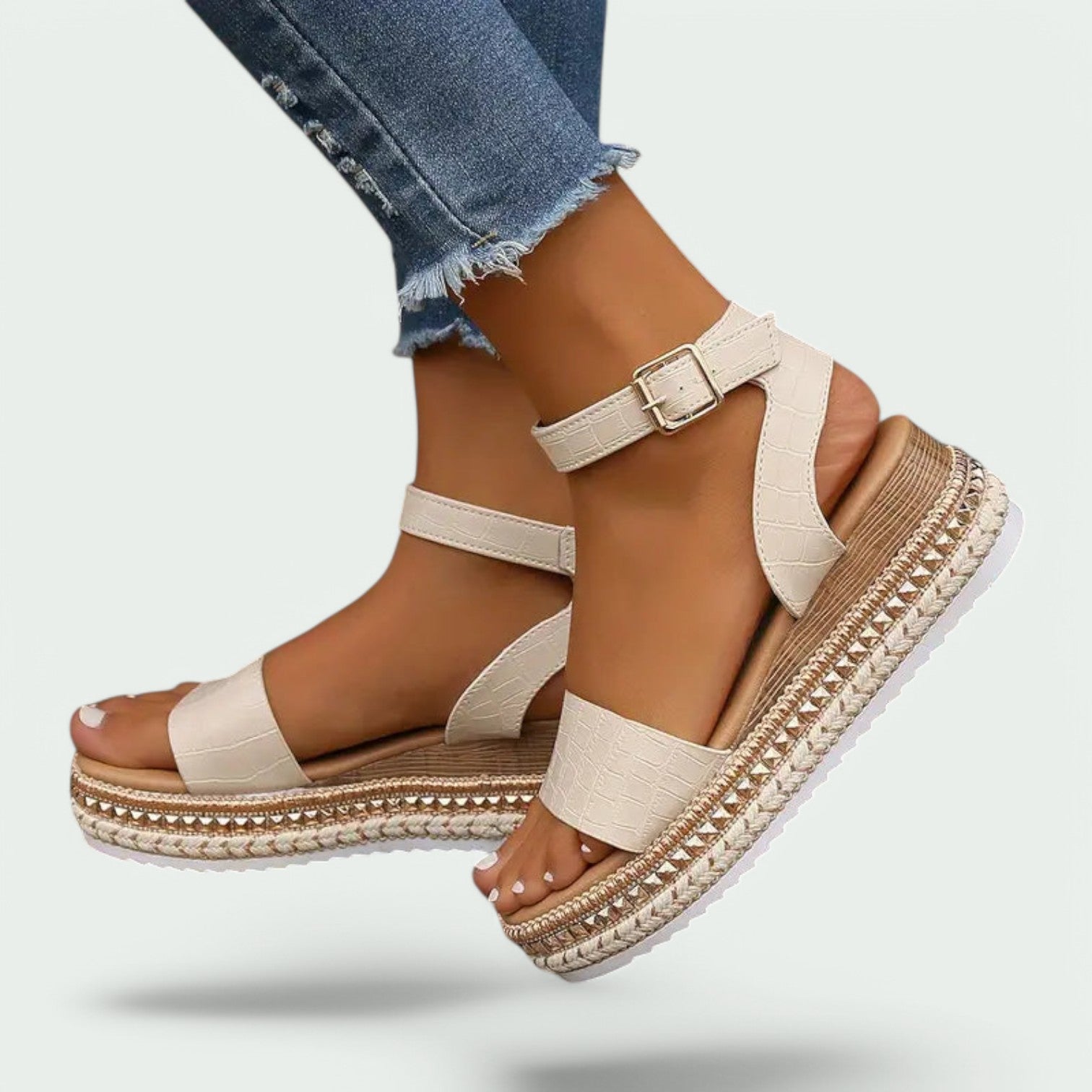 Sandaler Dame Plattform Simili Lær Med Spenne 1