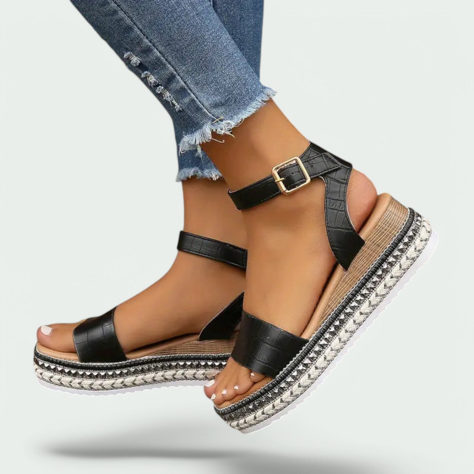 Sandaler Dame Plattform Simili Lær Med Spenne 2