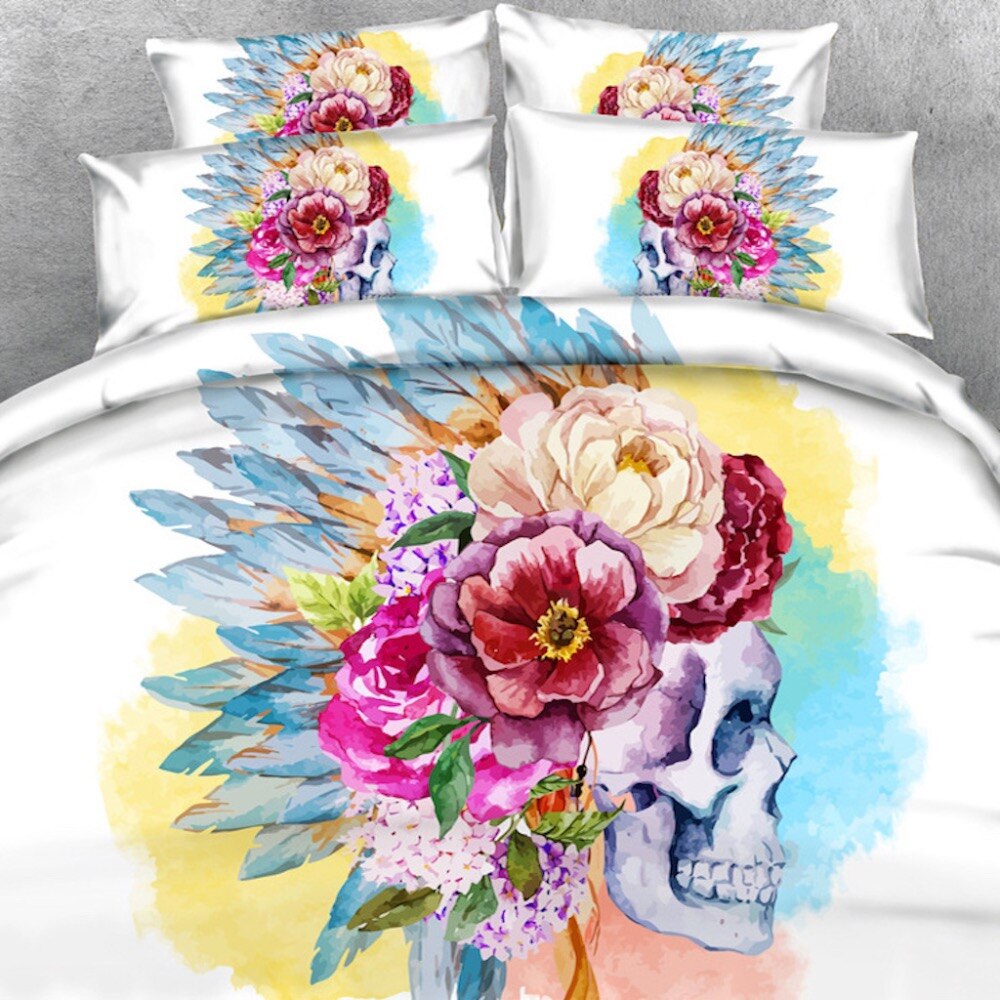 Sengesett Med Blomsterskalle