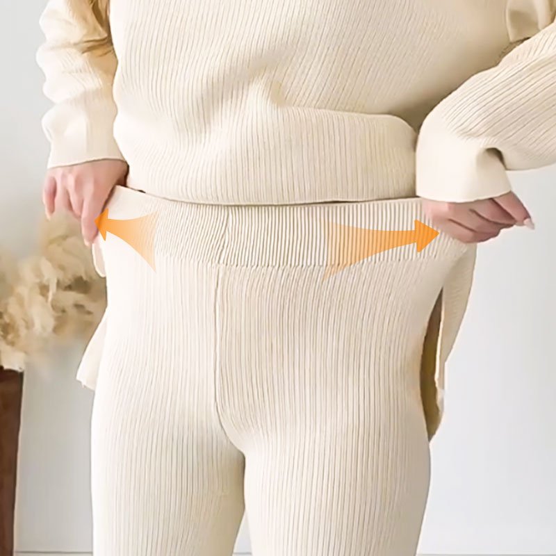 Sett Dame med V-hals og Brede Bukser - Matchende Sett Dame for Hverdags og Fest 2