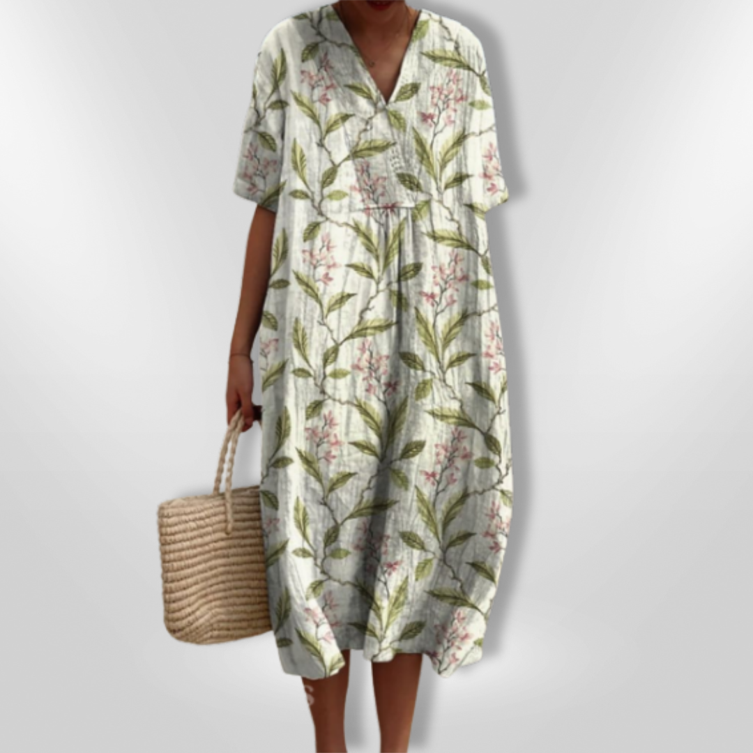 Sommerkjole Dame Løs Passform Blomstertrykk Lett Stoff 15