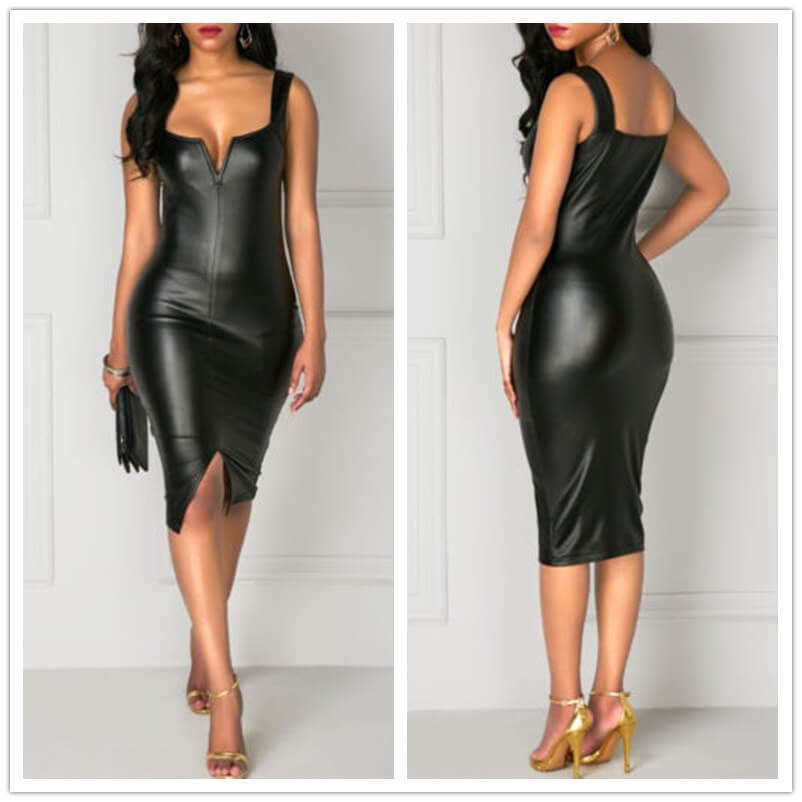 Svart Bodycon Skinnkjole