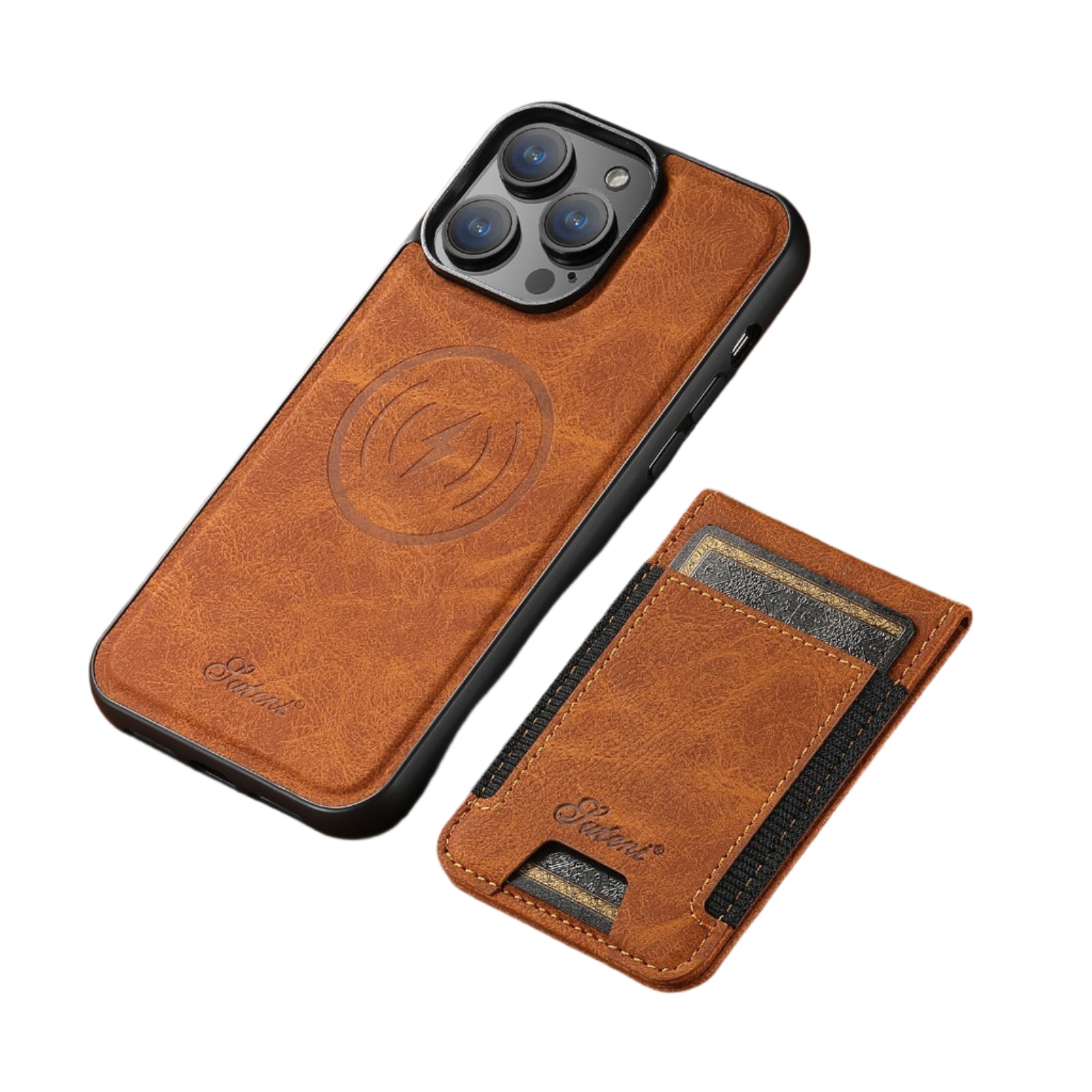 Telefonveske for Alle Brukere med Kaartholder Lær og Magnetisk Støtte 0