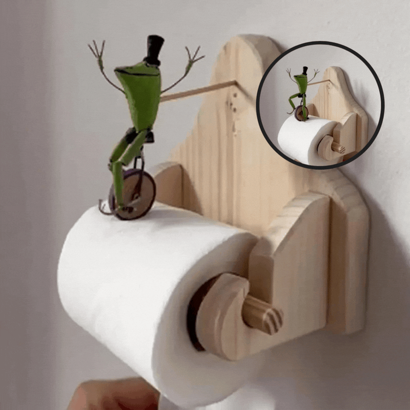 Toalettpapirholder med Frosk og Sykkel for Badet 0