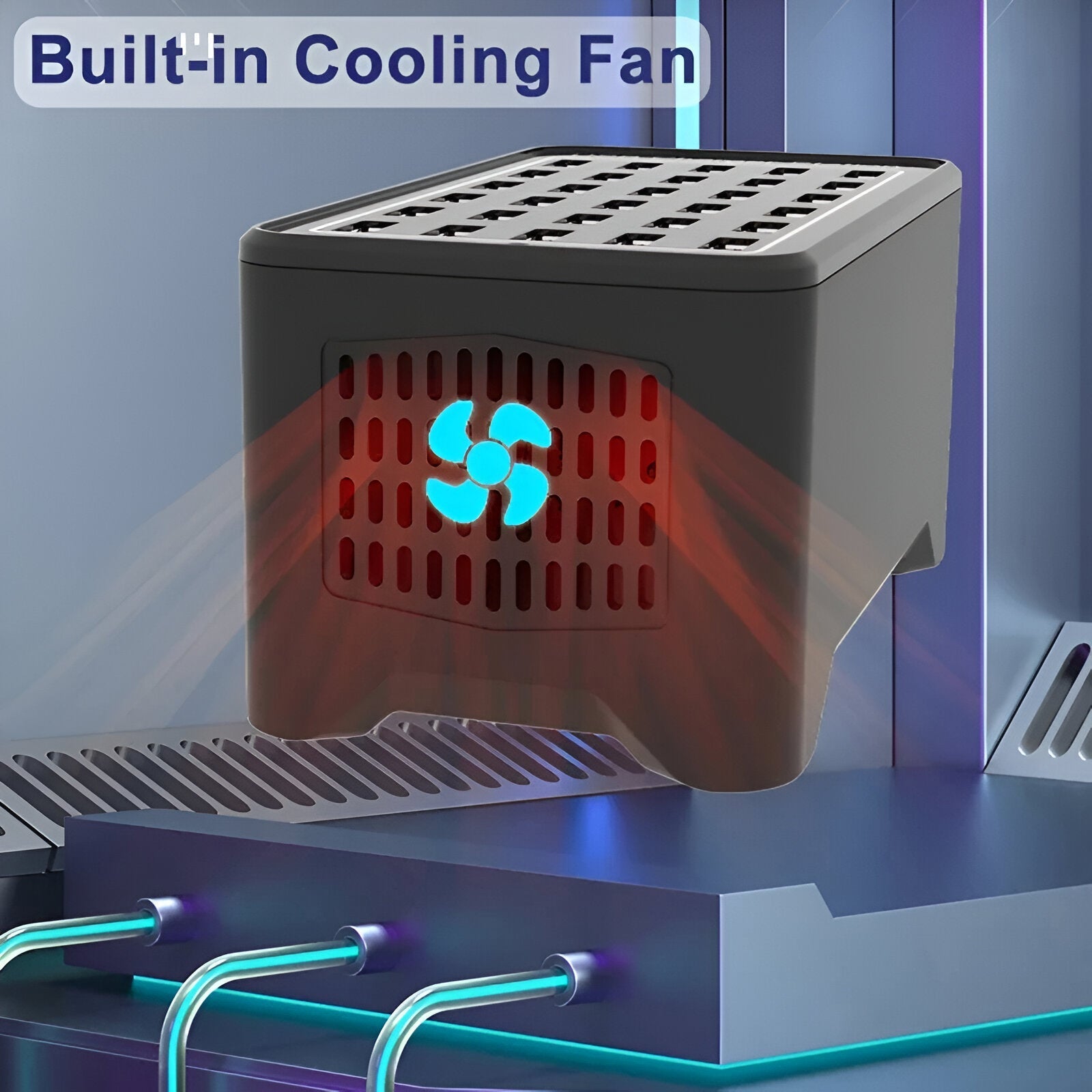 USB-ladestasjon for flere enheter med 30 porter 3