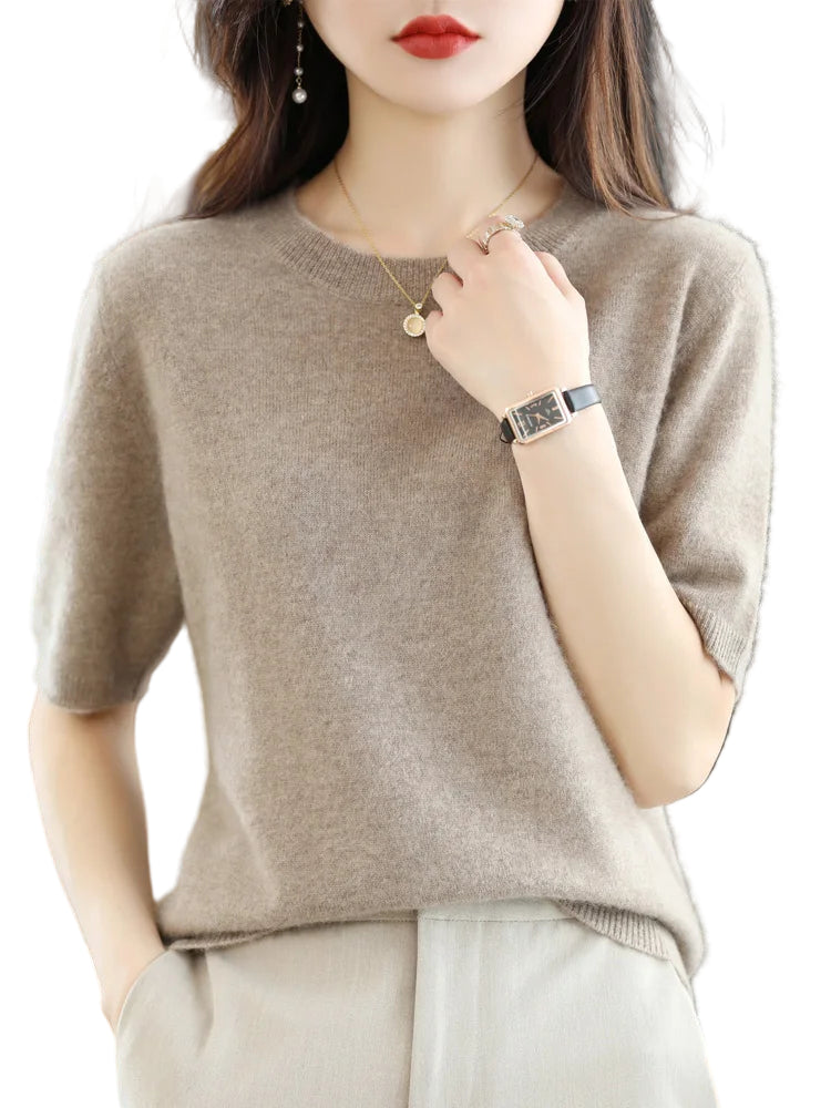 Ullgenser Dame O-Hals Strikket Merino Ull 0