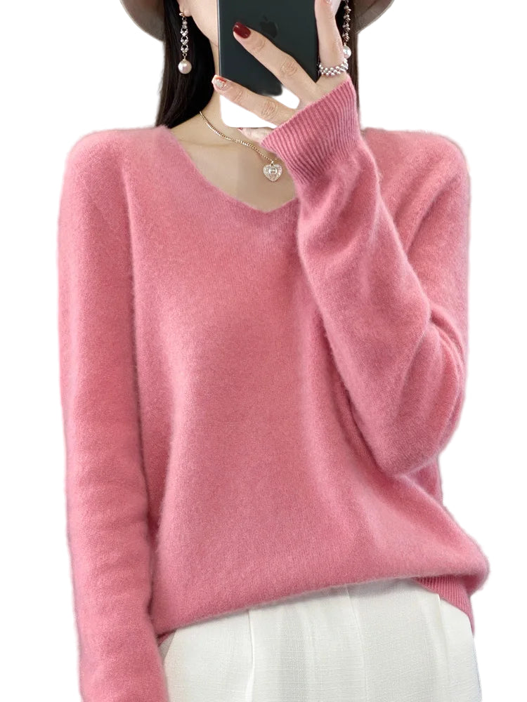 Ullgenser Dame V-Hals Langermet Merinoull Strikkegenser 7