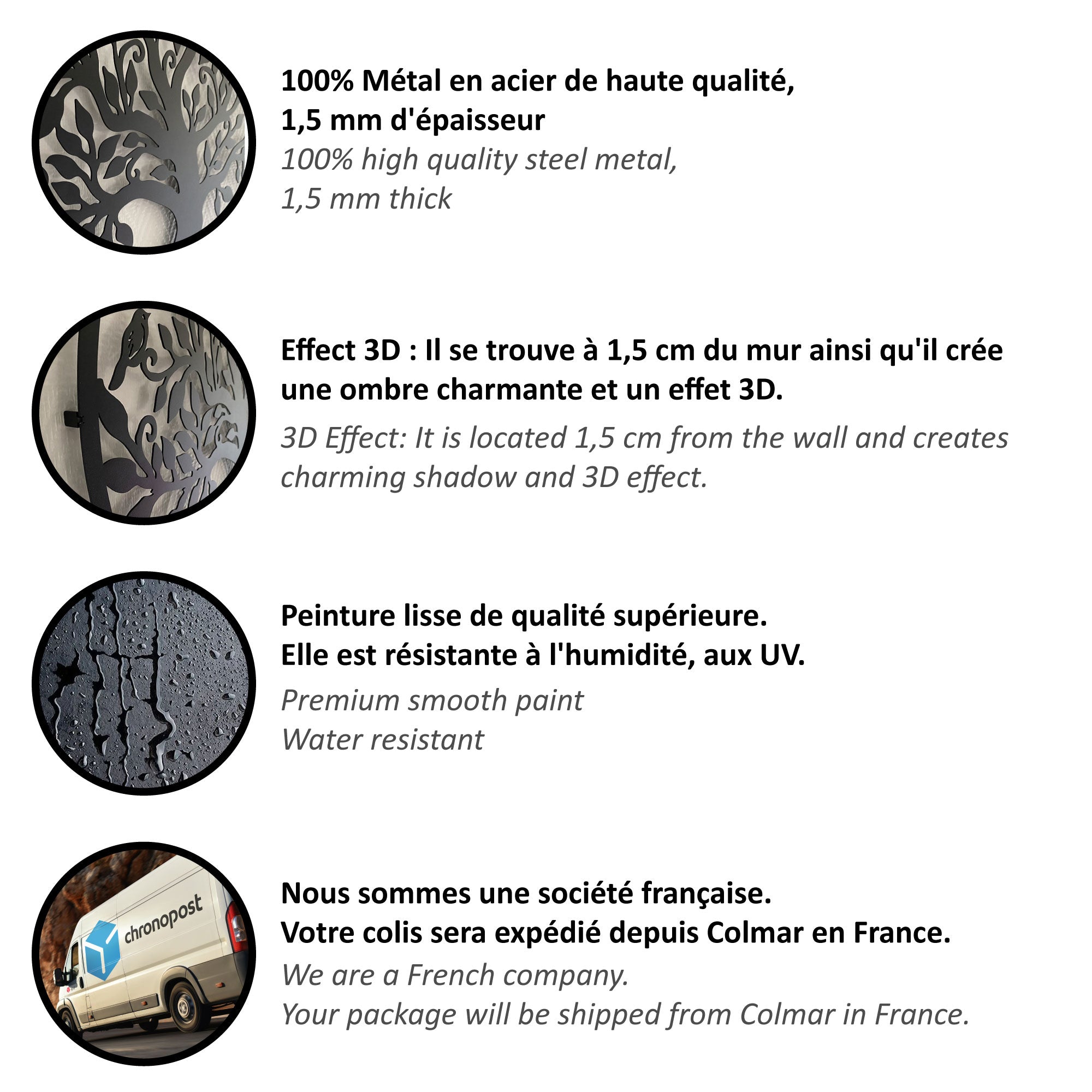 Vegansk Metallveggdekorasjon med Fugler for Hjemmet 8