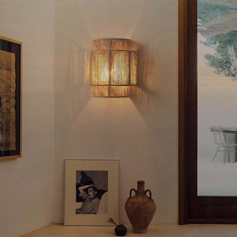 Vegglampe i Rattan med Bohemsk Stil 0