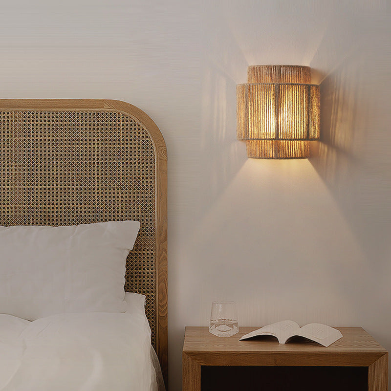 Vegglampe i Rattan med Bohemsk Stil 1