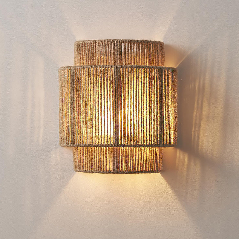 Vegglampe i Rattan med Bohemsk Stil 2