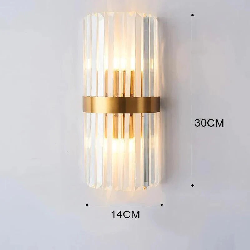Vegglampe med Krystall og Gull Detaljer 12