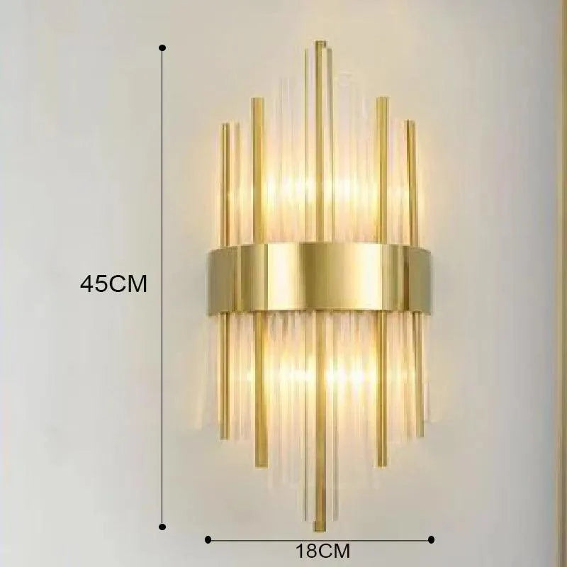 Vegglampe med Krystall og Gull Detaljer 14