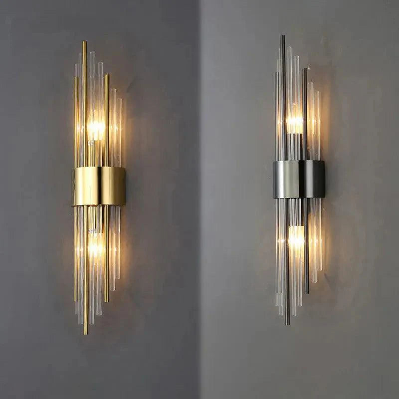 Vegglampe med Krystall og Gull Detaljer 1