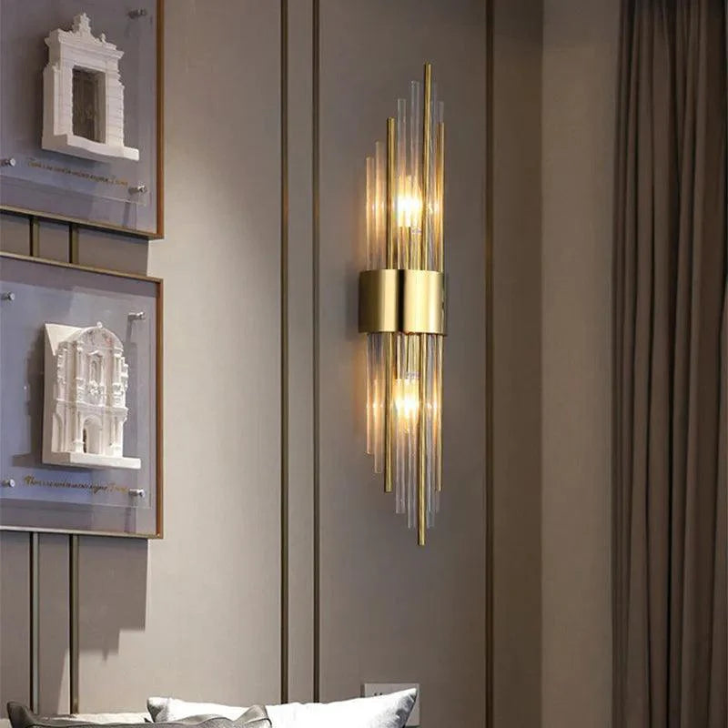 Vegglampe med Krystall og Gull Detaljer 2