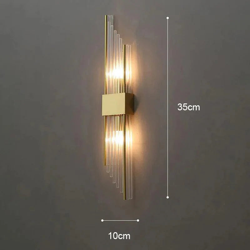 Vegglampe med Krystall og Gull Detaljer 8