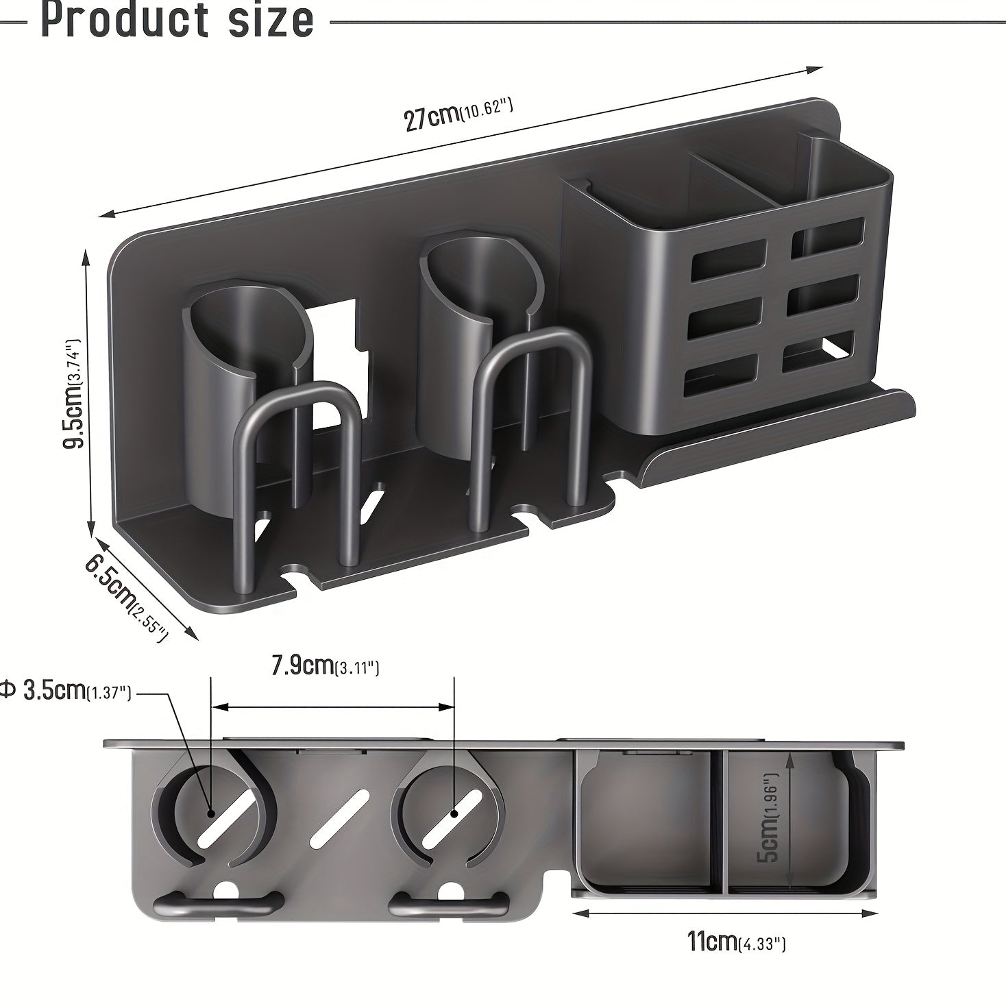 Veggmontert Tannbørsteholder Praktisk Badarrangør Minimalistisk Design 1