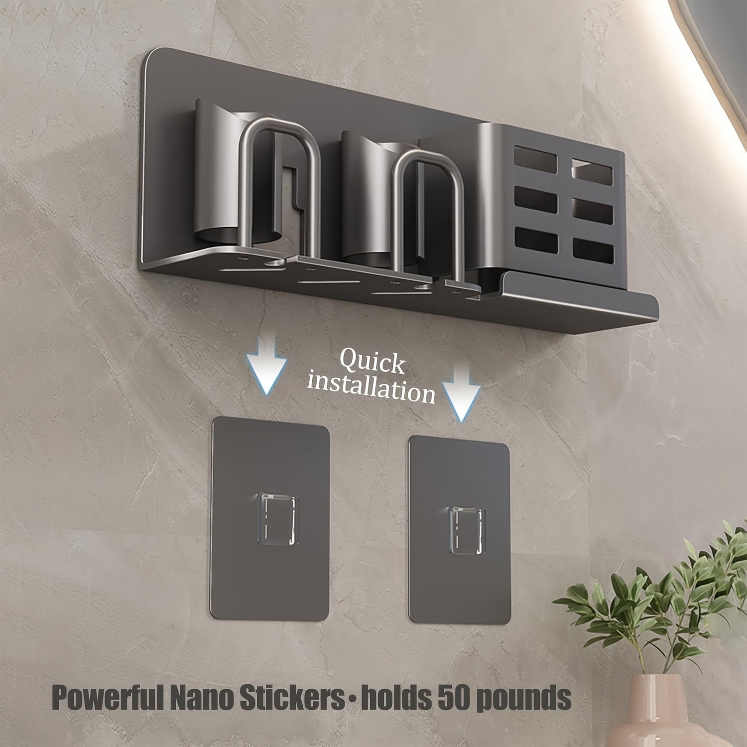 Veggmontert Tannbørsteholder Praktisk Badarrangør Minimalistisk Design 7