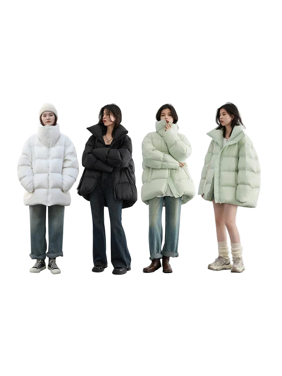 Vinter Dame Jakke Med Ståkrage Enkelt Design Komfortabel Nedjakke 2