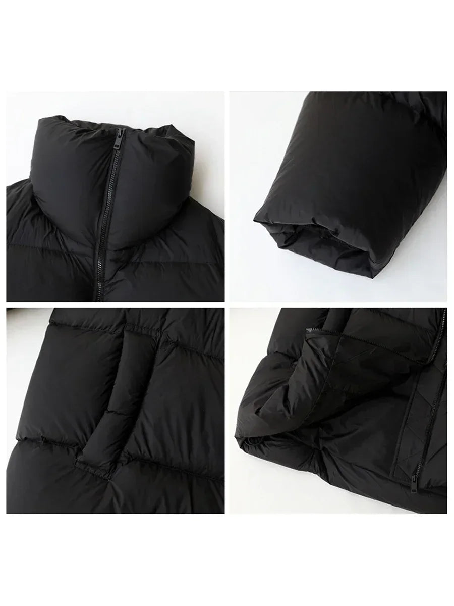 Vinter Dame Jakke Med Ståkrage Enkelt Design Komfortabel Nedjakke 4