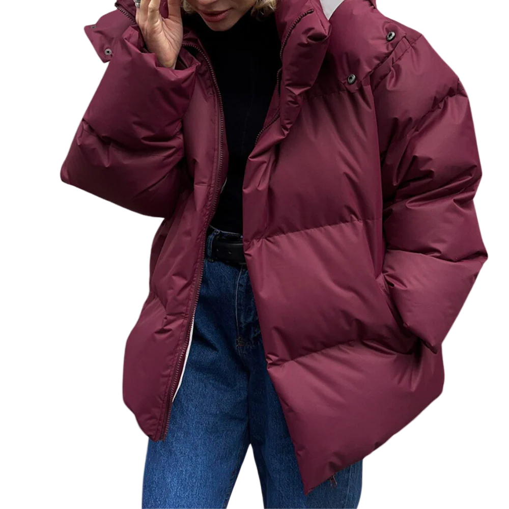 Vinterjakke Dame Oversized Vannavstøtende Quiltet Med Hette 0