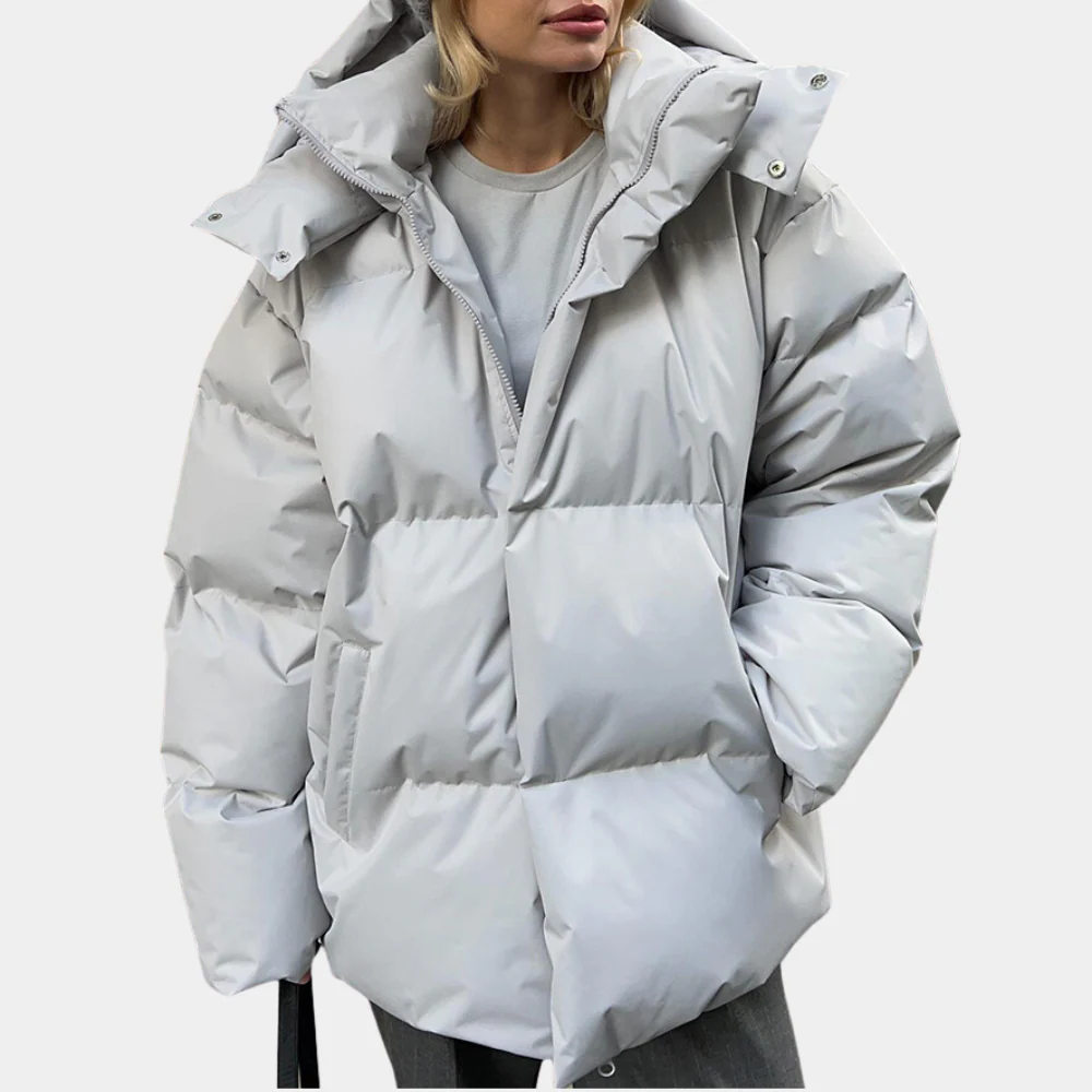 Vinterjakke Dame Oversized Vannavstøtende Quiltet Med Hette 1