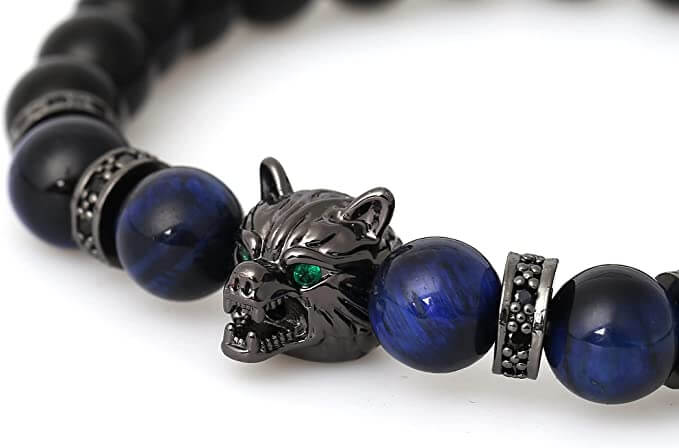 Wolf Tiger Øye Bead Armbånd