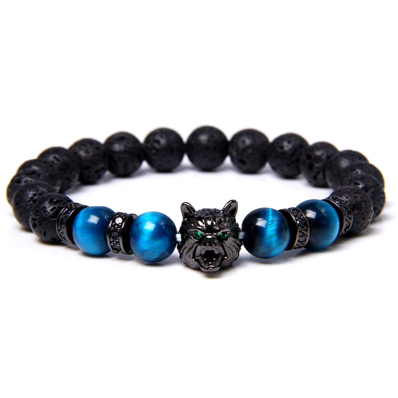 Wolf Tiger Øye Bead Armbånd