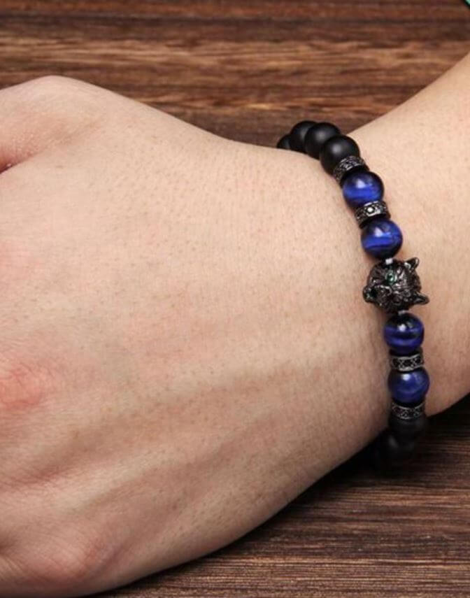 Wolf Tiger Øye Bead Armbånd