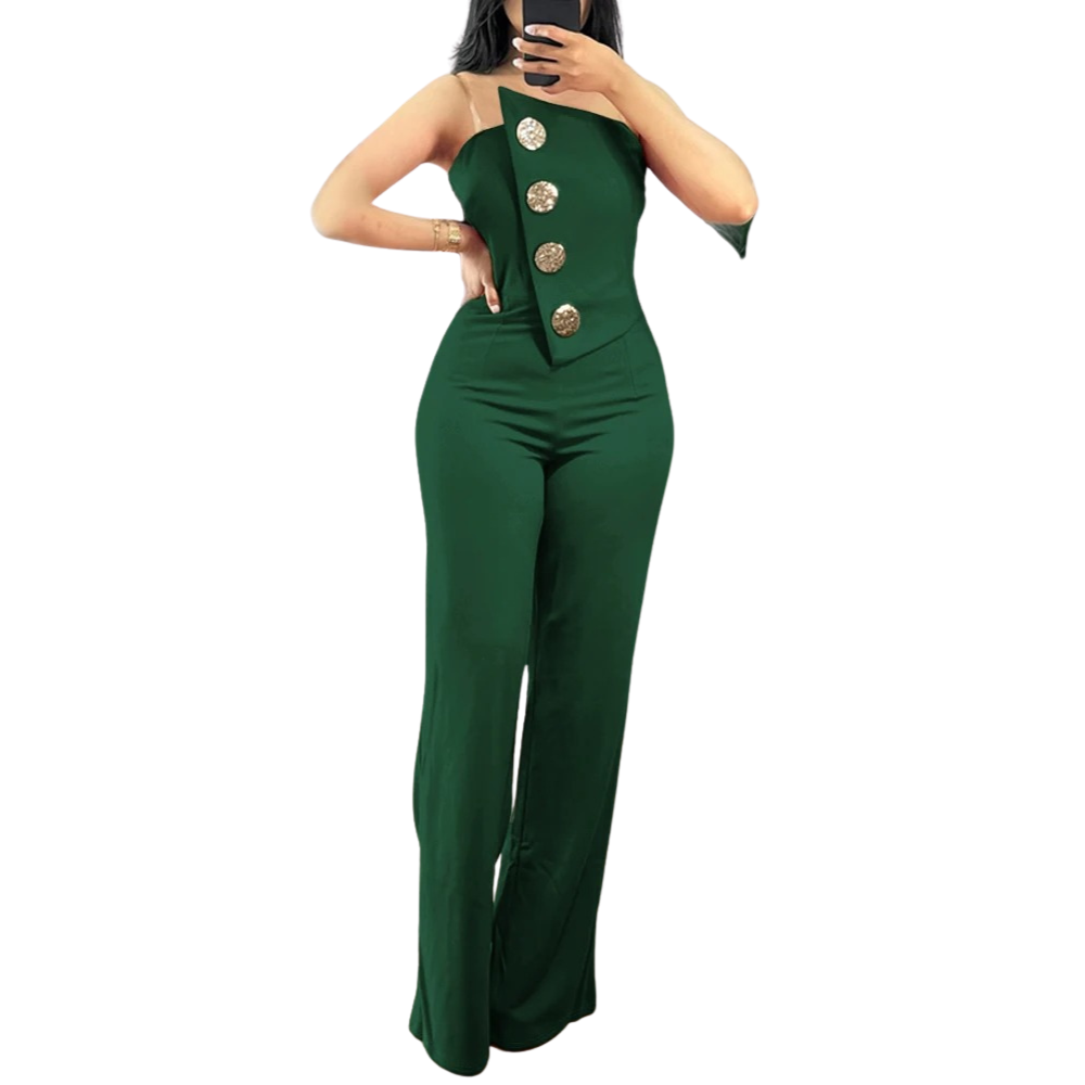 Asymmetrisk bandeau-jumpsuit uten stropper