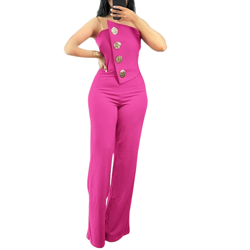 Asymmetrisk bandeau-jumpsuit uten stropper