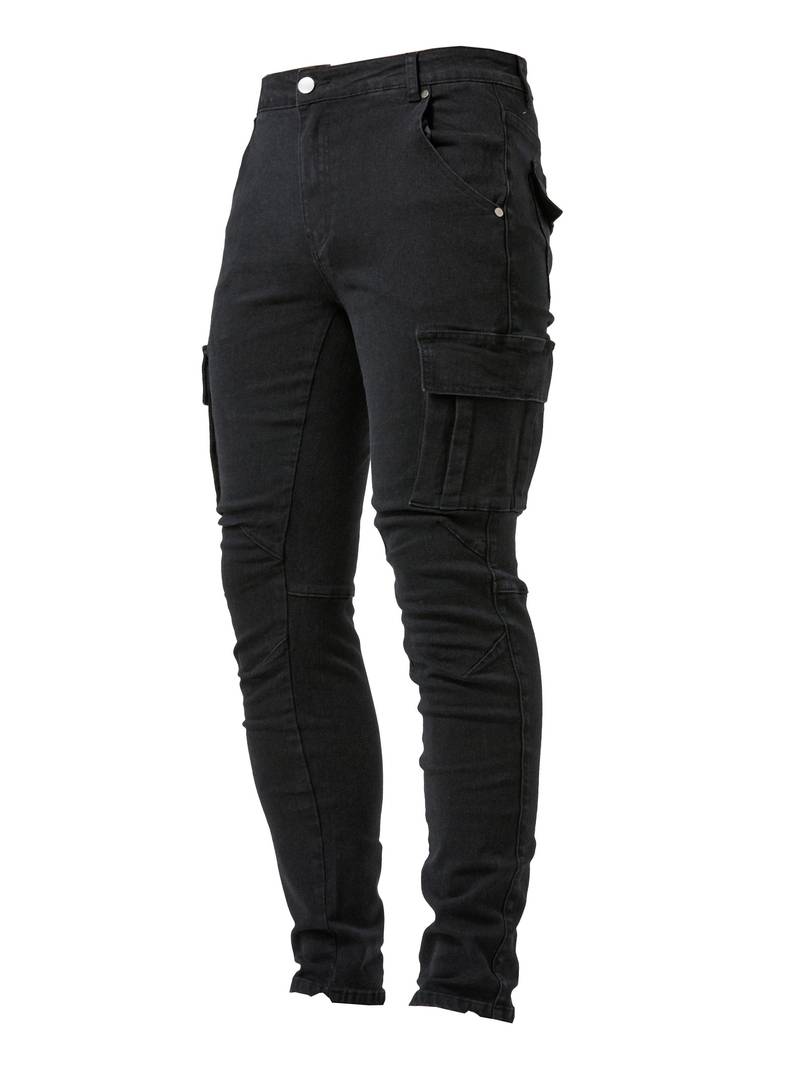 Elastiske jeans med flere lommer for menn