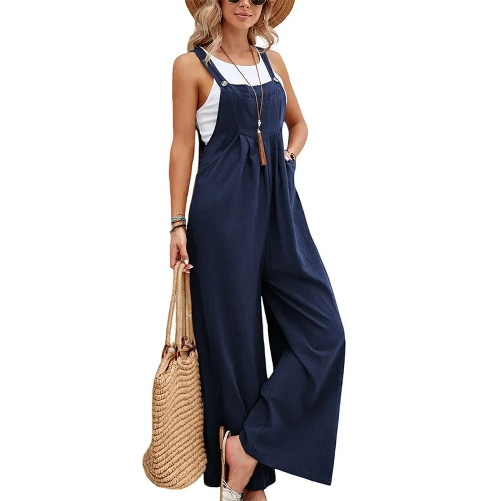 Baggy Bib Jumpsuit med brede ben for kvinner