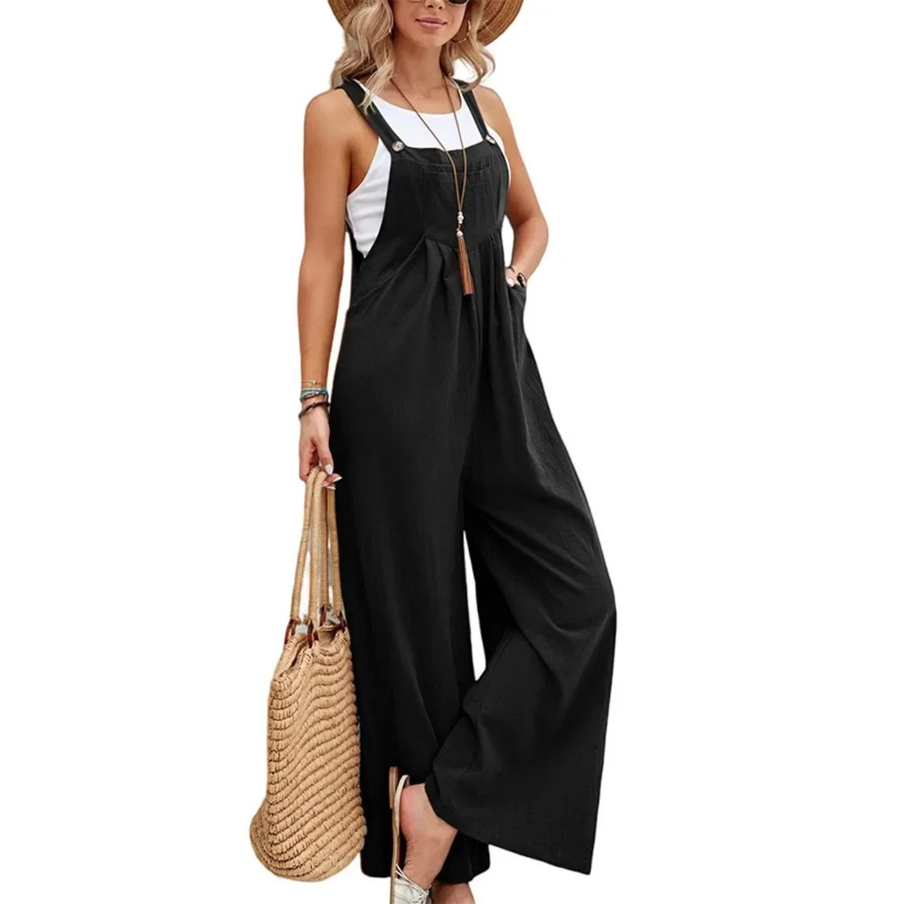 Baggy Bib Jumpsuit med brede ben for kvinner