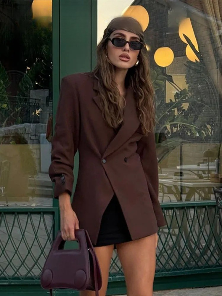 Turn-down krage blazer for kvinner