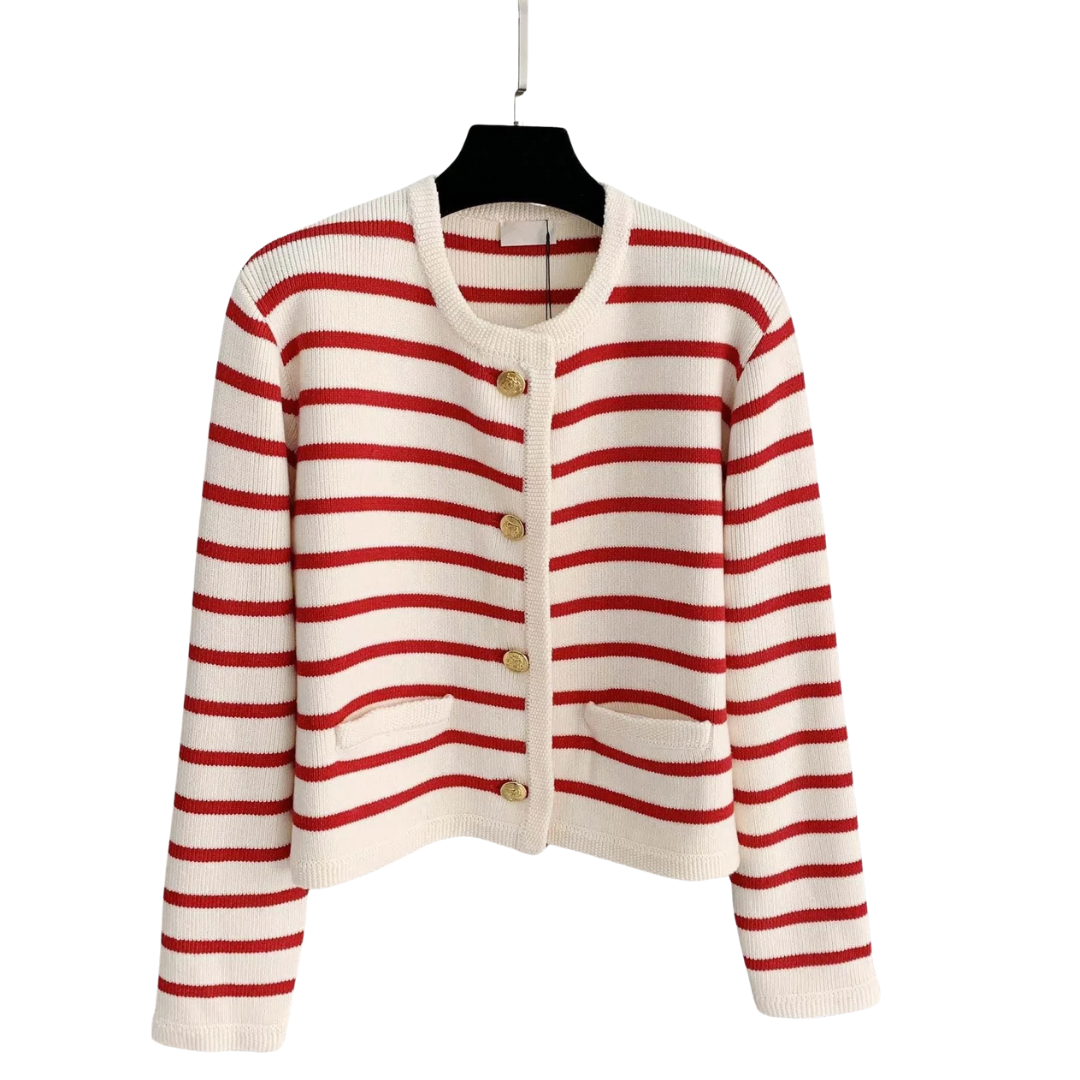 Strikket stripejakke til dame