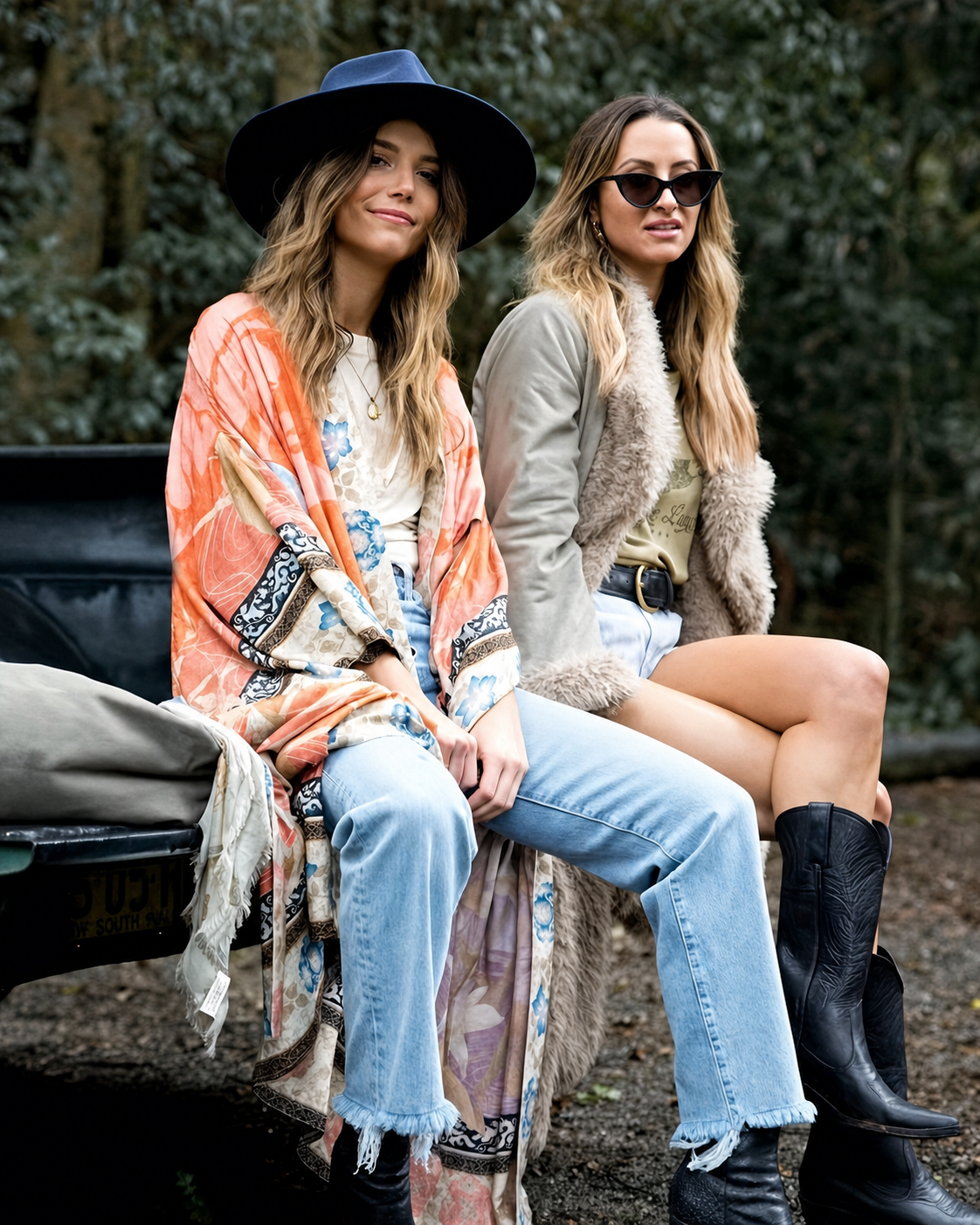 Damer Lange Kimono Blomsterprint Myk Blandingsstoff