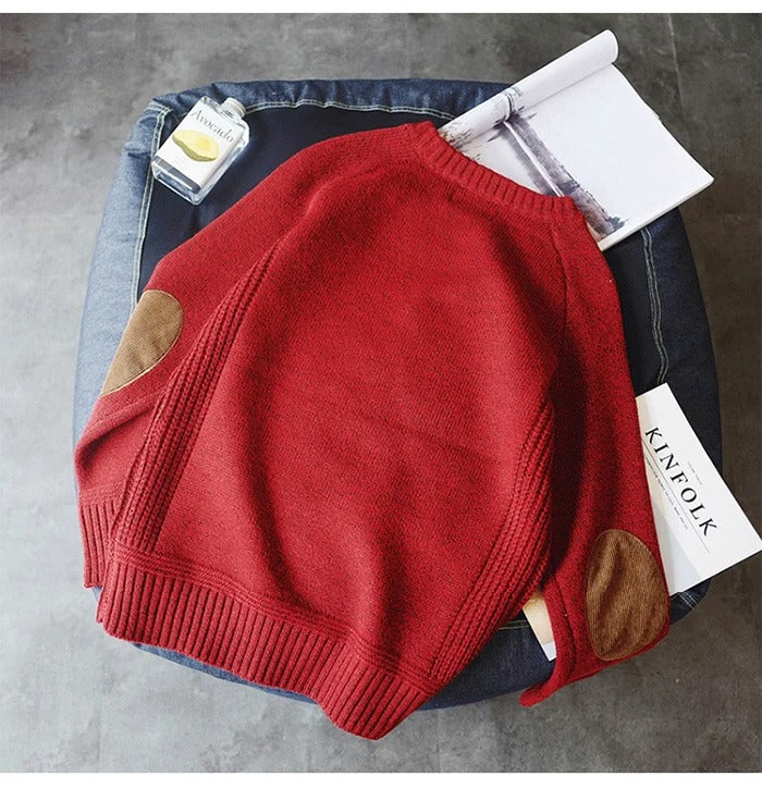 Oversized lappstrikket genser for menn