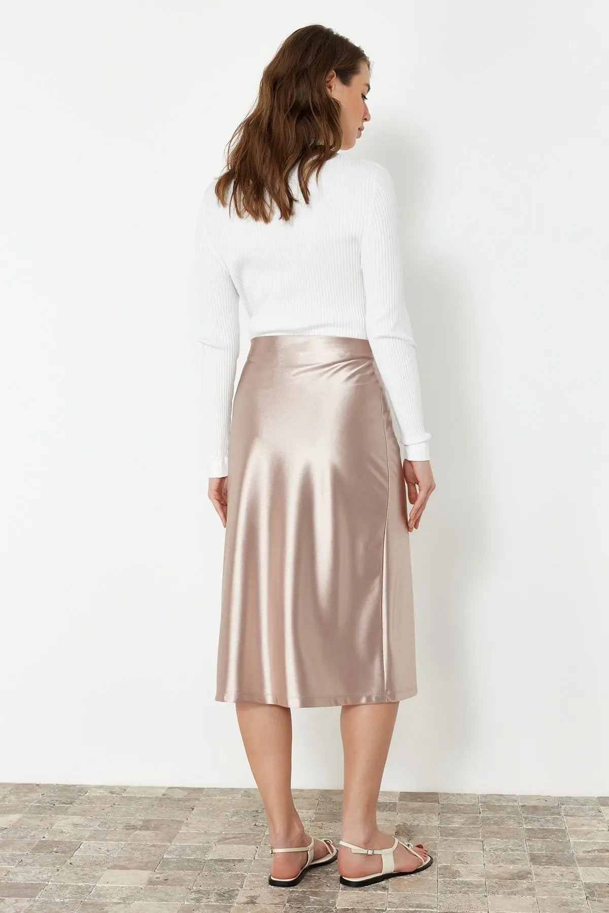 Uformelt strikket plissert skjørt for kvinner