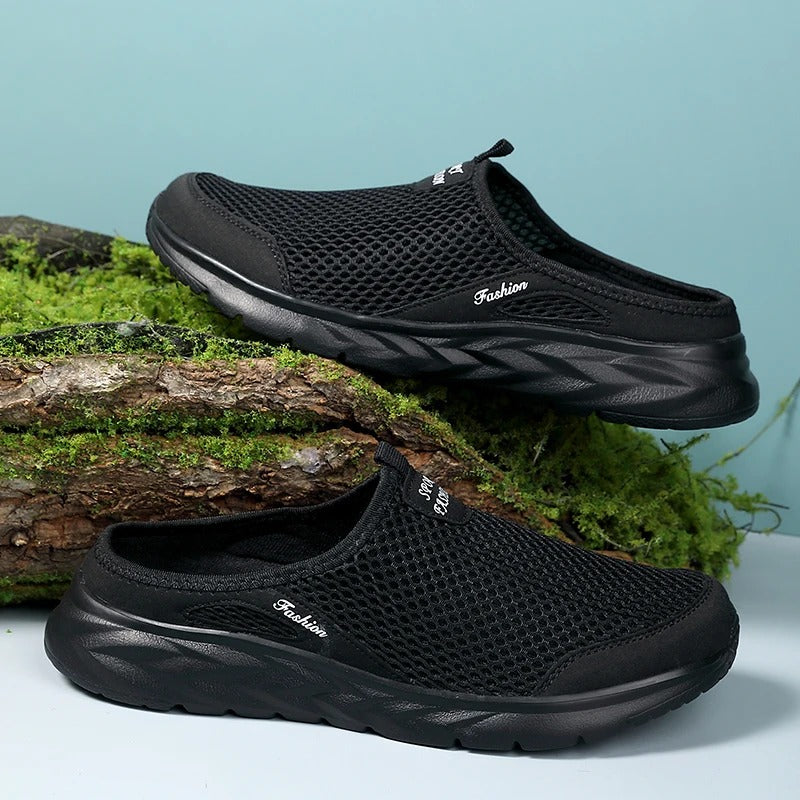 Pustende mesh-halvsko for menn