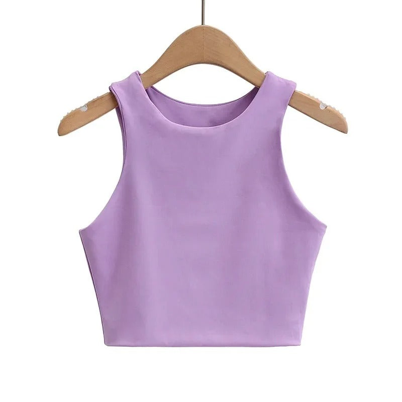 Ermeløs O-hals Slim Fit Tank Top for kvinner