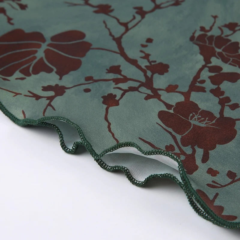 Midi-skjørt med vintage blomstertrykk