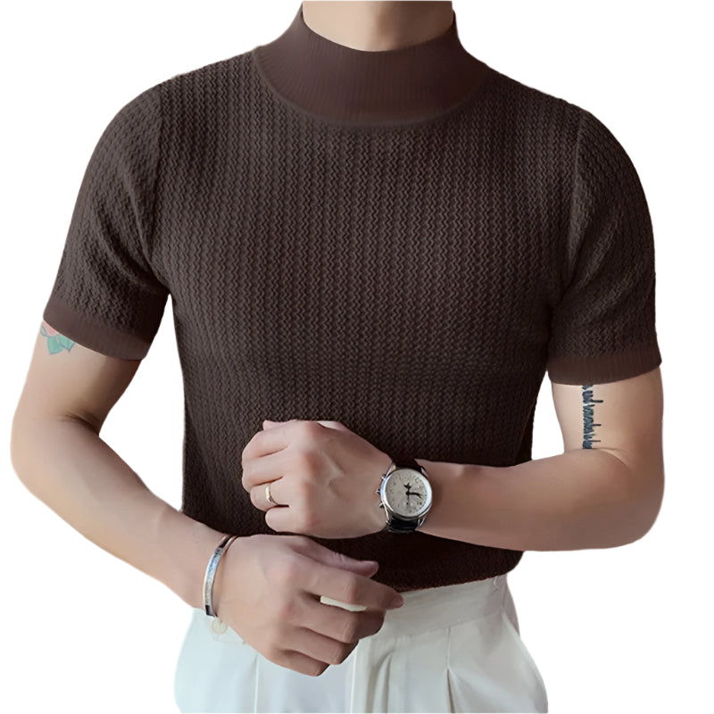 Herre T-skjorte med høy hals og smal passform