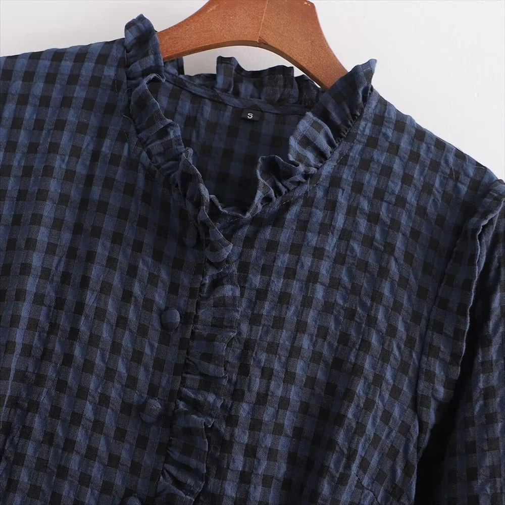 Bubble Sleeve Rutete Jumpsuit for kvinner