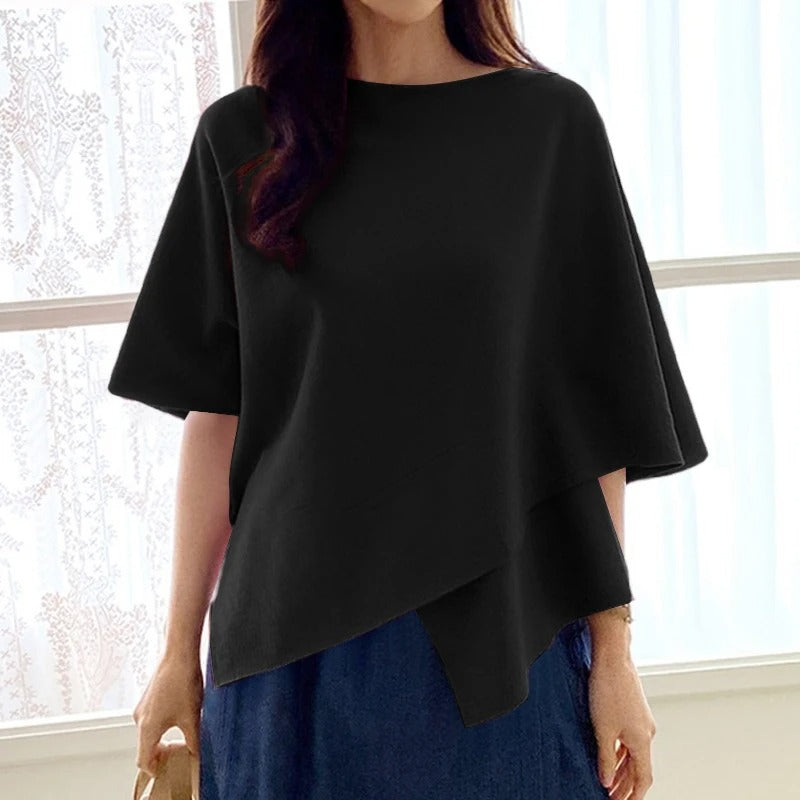 3/4-ermet bluse med volanger for kvinner