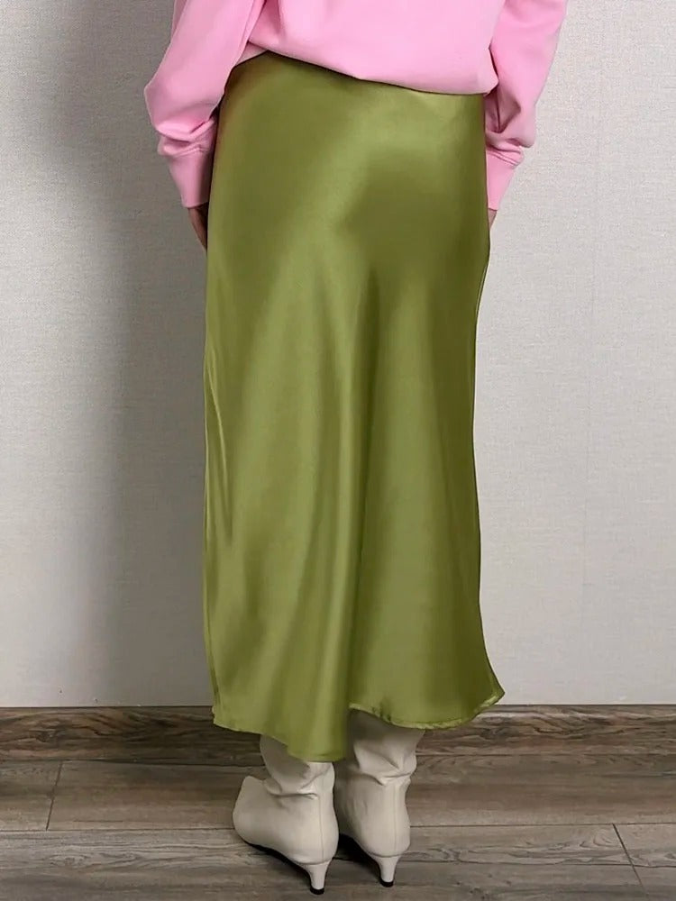 A-linje kontorsilkeskjørt for kvinner