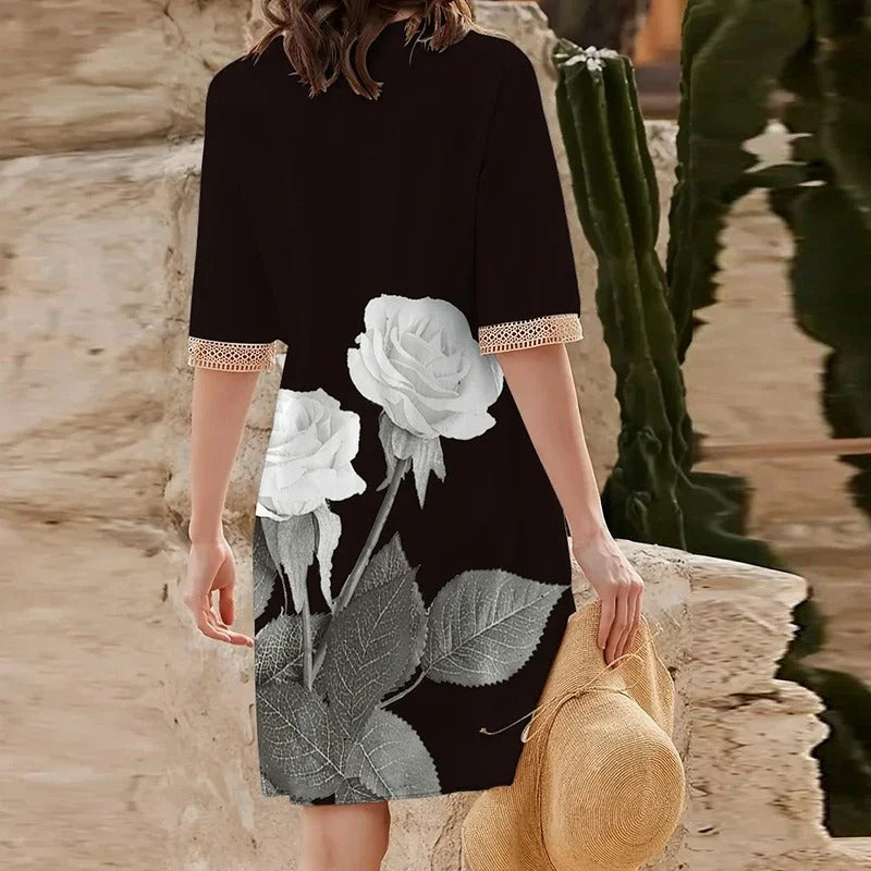 Sommerkjole med V-hals for kvinner