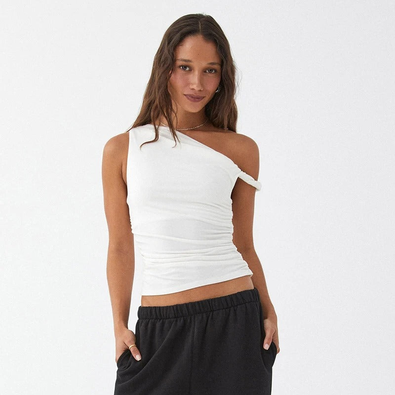 Off-Shoulder kort tank-top for kvinner
