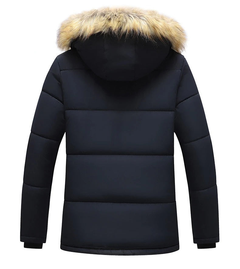 Fleeceforet pelsfrakk med krage for menn