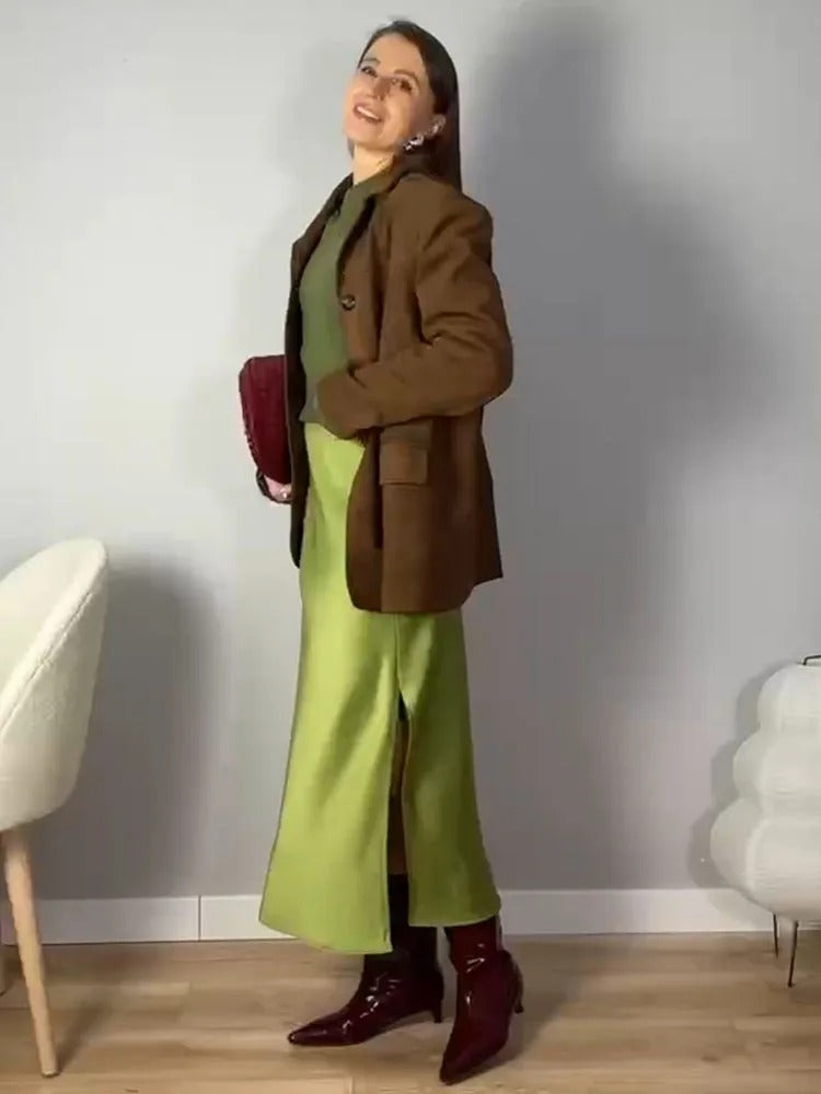 A-linje kontorsilkeskjørt for kvinner